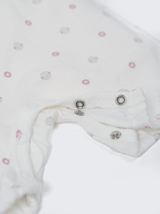 Baby Girls White Printed Ruffle Sleeve Romper - Kidulan