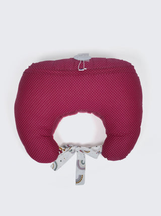 Baby Feeding Pillow - White & Maroon - Kidulan