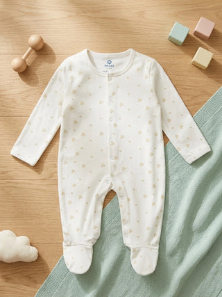 Baby Ivory Printed Footed Sleepsuit - Kidulan