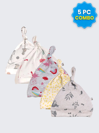 5 Pc Combo Baby & Kids Knot Caps 9-12 Months