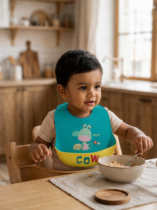Silicone Waterproof Baby Feeding Bib -Cow Print - Kidulan