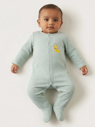 Unisex Baby Solid Sleepsuit Green - Kidulan