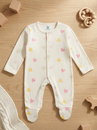 Unisex Baby Heart Print Sleepsuit - Kidulan