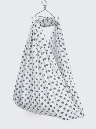 Twill Star Baby Cradle Cloth - Black With White - Kidulan