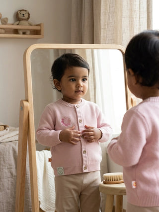 Baby Organic Cotton Knit Cardigan – Pink - Kidulan