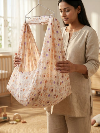 Rainbow & Cloud Print Baby Cradle Cloth - Thottil/Jhula - Kidulan
