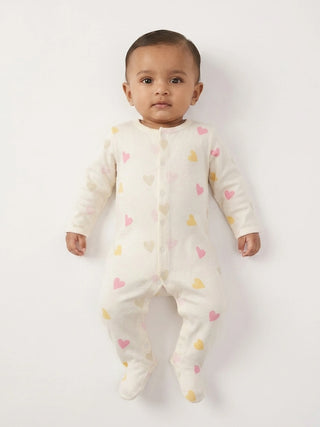 Unisex Baby Heart Print Sleepsuit - Kidulan