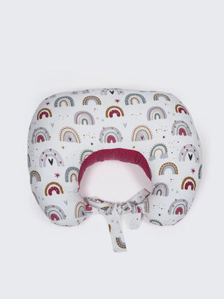 Baby Feeding Pillow - White & Maroon - Kidulan