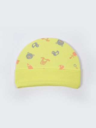 Newborn Cap, Mittens & Booties Set – Yellow Print - Kidulan