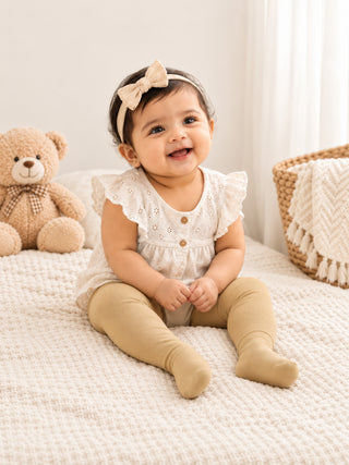 Baby Footed Tights-Beige - Kidulan