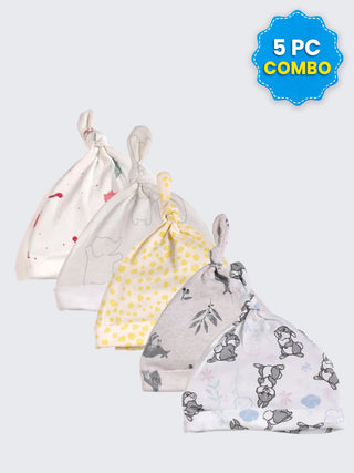 5 Pc Combo Baby & Kids Knot Caps 9-12 Months