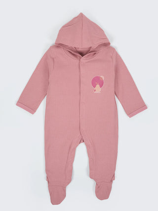 Unisex Baby Hooded Sleepsuit - Pink - Kidulan