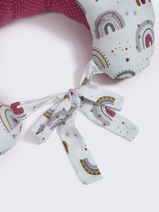Baby Feeding Pillow - White & Maroon - Kidulan