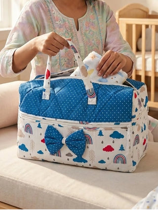 Baby Mother Bag - Blue & White - Kidulan