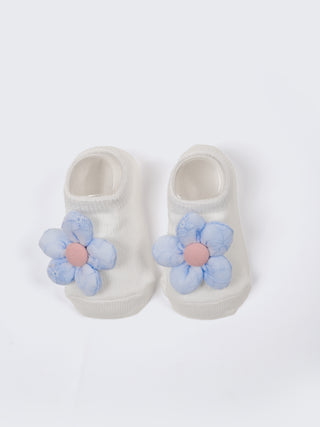 Baby Turban Cap & Booties Set - White With Blue - Kidulan