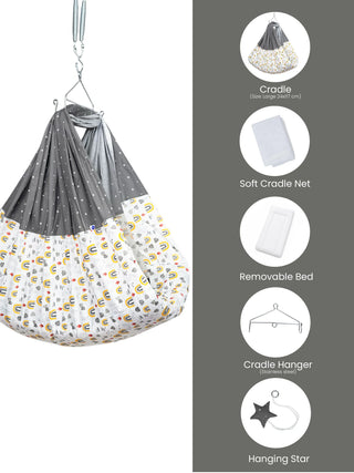 Royale Removable Bed Cradle Combo - Rainbow & Leaf - Kidulan
