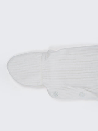 Unisex Baby Hooded Sleepsuit - White - Kidulan