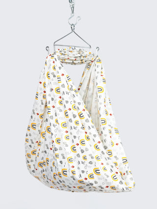 Twill Print Baby Cradle Cloth with Net - Rainbow & Leaf - Kidulan