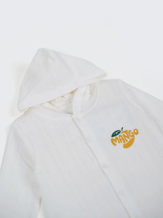 Unisex Baby Hooded Sleepsuit - White - Kidulan