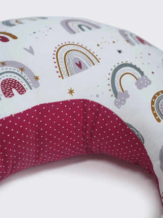Baby Feeding Pillow - White & Maroon - Kidulan