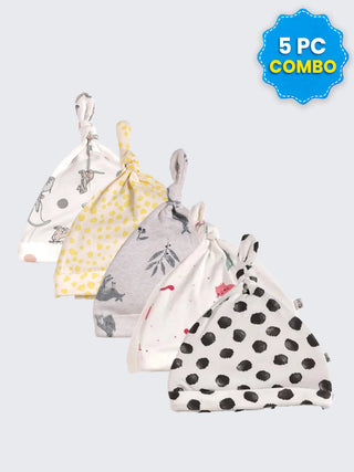 5 Pc Combo Baby & Kids Knot Caps 9-12 Months