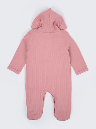 Unisex Baby Hooded Sleepsuit - Pink - Kidulan