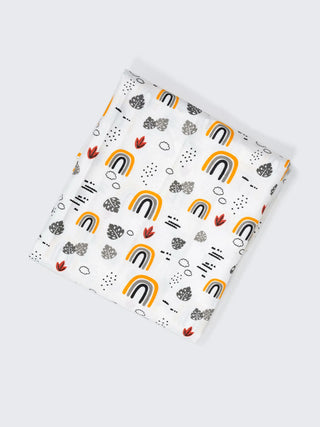 Twill Print Baby Hanging Cradle/Thottil/Jhula - Rainbow & Leaf - Kidulan