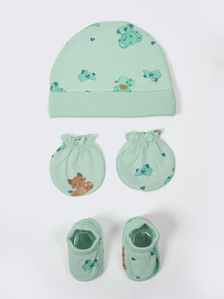 Newborn Cap, Mittens & Booties Set – Mint Green - Kidulan