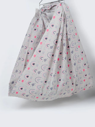 Rainbow & Cloud Print Grey Baby Cloth Cradle - Thottil/Jhula - Kidulan