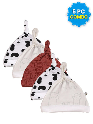 5 Pc Combo Baby & Kids Knot Caps 3-6 Months