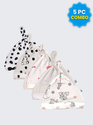 5 Pc Combo Baby & Kids Knot Caps 9-12 Months