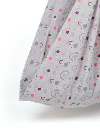 Rainbow & Cloud Print Grey Baby Cloth Cradle - Thottil/Jhula - Kidulan