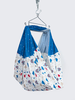 Twill Mix & Match Thottil/Jhula/Cradle Cloth with Net - Rainbow & Cloud - Kidulan