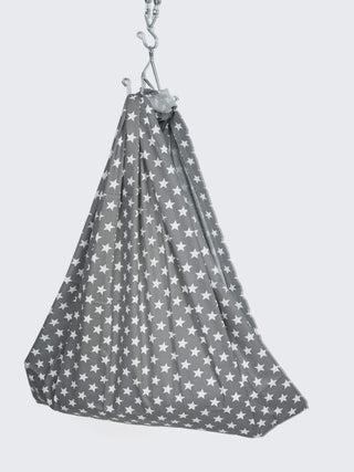 Twill Star Baby Cradle Cloth - White With Charcoal Grey - Kidulan