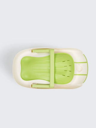 Foldable Anti - Slip Baby Bath Tub with Stand – Green & Cream - Kidulan