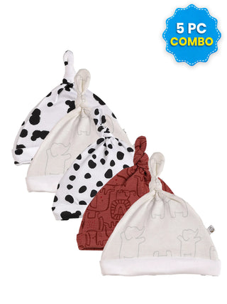 5 Pc Combo Baby & Kids Knot Caps 3-6 Months