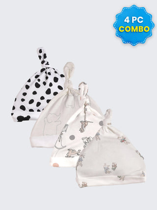 4 Pc Combo Baby & Kids Knot Caps 9-12 Months