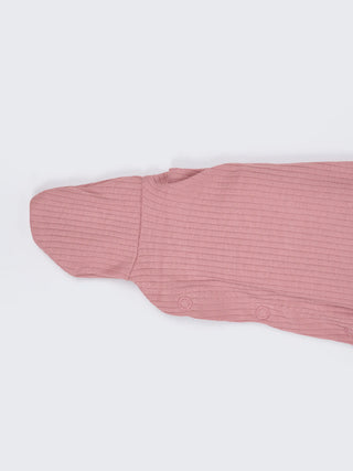 Unisex Baby Hooded Sleepsuit - Pink - Kidulan
