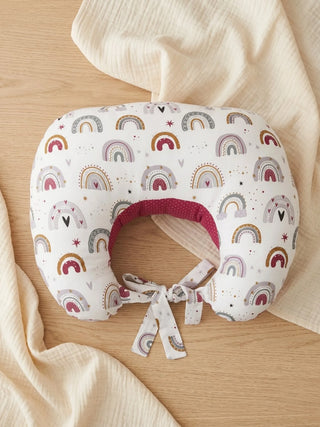 Baby Feeding Pillow - White & Maroon - Kidulan