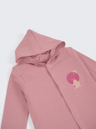 Unisex Baby Hooded Sleepsuit - Pink - Kidulan