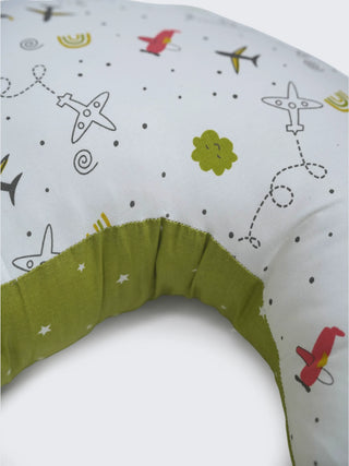 Baby Feeding Pillow - White & Olive Green - Kidulan