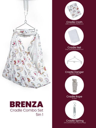 Brenza 5-in-1 Baby Cradle Combo Set - Rainbow Print - Kidulan