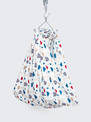 Twill Print Baby Cradle Cloth with Net - Cloud & Rainbow - Kidulan