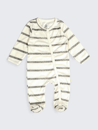 Classic Striped Full Sleeves Unisex Footed Sleepsuit - Kidulan