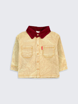Boys Crinkle Shirt with Corduroy Collar - Kidulan