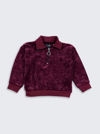 Luxe Velour Zip - Up Sweatshirt for Kids - Kidulan