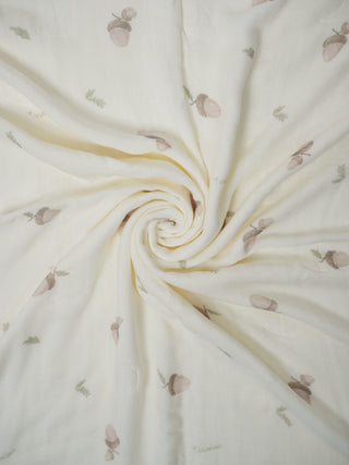 Organic Cotton Baby Muslin Acorn Print Receiving Blanket - Kidulan