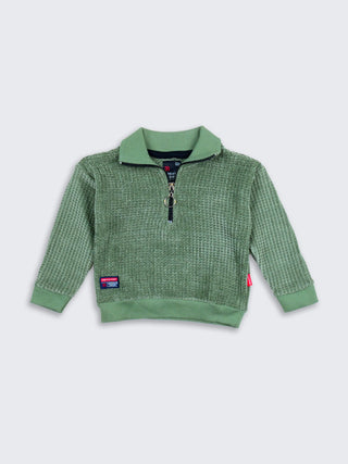 Kids High - Neck Sweatshirt – Olive Green - Kidulan