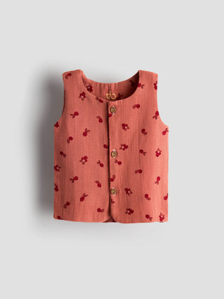 Cherry Bloom Sleeveless Organic Cotton Jabla - Kidulan