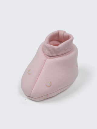 Baby Pink Rainbow Print Cotton Booties - 0-3 Months - Kidulan